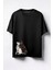 Dalmaçya Dövmeli Köpek Baskılı Unisex Oversize T-Shirt Siyah 1