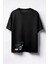 Boyama Yapan Stitch Baskılı Unisex Oversize T-Shirt Siyah 1