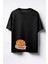 Pizza Italya Baskılı Unisex Oversize T-Shirt Siyah 1