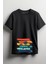 Renkli Tatil Baskılı Unisex T-Shirt Siyah 1