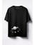 Jupiterdeki Astronotlar Baskılı Unisex Oversize T-Shirt Siyah 1
