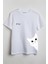 Beyaz Kedi Meow Baskılı Unisex T-Shirt Beyaz 1