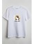 Cat Cup Önü Baskılı Unisex Tişört Beyaz 1