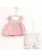 Melek Fiyonk Kız Bebek Yazlık Şıklık Takımı – Pembe & Beyaz 2’li Alt Üst Takım 1