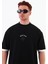 Siyah Göğüs Baskılı Oversize Unısex T-Shirt 8