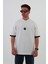 Beyaz Göğüs Baskılı Oversize Unısex T-Shirt 6