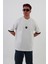 Beyaz Göğüs Baskılı Oversize Unısex T-Shirt 9