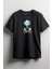 Yeşil Balonlar ve Bisiklet Baskılı Unisex T-Shirt Siyah 1