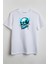 Shock Mavi Kuru Kafa Baskılı Unisex T-Shirt Beyaz 1