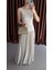 Krem Maxi Modal Elbise 4