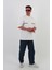 Ince Şeritli Beyaz Oversize Erkek T-Shirt 1