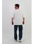 Ince Şeritli Beyaz Oversize Erkek T-Shirt 2