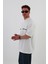 Ince Şeritli Beyaz Oversize Erkek T-Shirt 4
