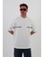 Ince Şeritli Beyaz Oversize Erkek T-Shirt 5
