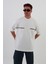 Ince Şeritli Beyaz Oversize Erkek T-Shirt 9