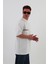 Ince Şeritli Beyaz Oversize Erkek T-Shirt 3