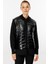 Kapitone Kombinli Triko Ceket-Siyah 3