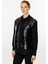 Kapitone Kombinli Triko Ceket-Siyah 4