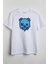 Mavi Eriyen Ayı Suratı Baskılı Unisex T-Shirt Beyaz 1