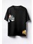 Tom ve Jerry Baskılı Unisex Oversize T-Shirt Siyah 1