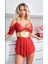 Miss Sarı Kuşak Detaylı Kırmızı Gecelik 1