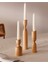3'lü Ahşap Şamdan Seti, Vernikli, Modern, Şık, Dekoratif Mumluk, Masa Süsü 1