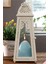 Büyük Blok Mum Feneri, Şamdan, Metal, 31CM, Beyaz, Dekorasyon Parçası 3