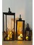 Şık 3'lü Metal Mumluk Takımı, Siyah Dekoratif Fener Seti 1