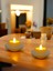 Şerit Desenli Beyaz Tealight Mumluk 2'li Set, Şık ve Modern Dekorasyon Için. 3