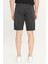 Slim Fit Dar Kesim Yüksek Bel Koyu Antrasit Pamuklu Esnek Şort 4