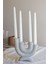 Gri Iskandinav Tarzı Büyük 4 Kollu Beton Şamdan ve Mum Seti 2