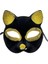 Siyah Renk Gold Simli Süet Kaplama Kedi Maskesi 18X14 cm 1