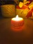 Geometrik Desenli Dekoratif Tealight LED Mum Altlığı Bej 2