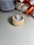 Geometrik Desenli Dekoratif Tealight LED Mum Altlığı Bej 5