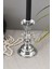 Gümüş Renk Kristal Taşlı Nostaljik Metal El Şamdanı ve Mumluk 2