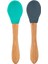 Oioi Bambu Saplı Silikon Mama Kaşığı 2li Aqua Green / Deep Blue 1