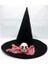 Siyah Renk Pembe Duvaklı Kuru Kafa Temalı Cadı Şapkası 35X38 cm 1