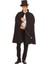 Siyah Sihirbaz Pelerini 120 cm ve Sihirbaz Şapkası 12 cm Yetişkin Boy 1