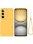 Realme C75 Kılıf Sıvı Silikon Telefon Arka Kapağı El Askısı Ile-Sarı (Yurt Dışından) 1