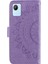 Realme C30 4g Için Mandala Çiçek Desenli Baskılı Telefon Kılıfı, Pu Deri El Kayışı Tasarımı Manyetik Düşmeye Karşı Kapak Standı Cüzdan-Mor (Yurt Dışından) 4