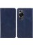 Huawei P60/P60 Pro Dana Dokusu Pu Deri Kılıf Iş Stili Cüzdan Standı Telefon Kılıfı-Mavi (Yurt Dışından) 1