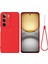 Realme C75X Sıvı Silikon Kılıf Telefon Arka Kapağı El Kayışı Ile-Kırmızı (Yurt Dışından) 1