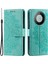 Huawei Mate 60 Cüzdan Pu Deri Telefon Kılıfı Mandala Çiçek Baskılı Stand Kapak Askılı-Yeşil (Yurt Dışından) 1