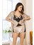 Vizon Kadife Dantelli Sabahlık & Gecelik Takım 3' Lü - 1398 - Beden Xl Drstr 3