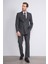 9132 Erkek Kırlangıç Yaka Slim Fit Kruvaze Takım Elbise Antrasit 2