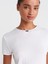 31795 Fiyonk Detaylı Kısa Kollu Kontrast T-Shirt-Beyaz 3