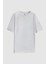 Oversize Beyaz Bisiklet Yaka %100 Pamuk T-Shirt 6HC14ORT02006 5