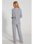 Kadın Uzun Kol Triko Mavi Pijama Takım C7T0N1O5 3