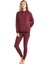 Kadın Uzun Kol Taytlı Kapüşonlu Bordo Pamuk Pijama Takım C0T4N6O15-42 1