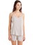 Kadın İnce Askılı Jakarlı Saten Bej Şortlu Pijama Takım C9T8N4O06 3